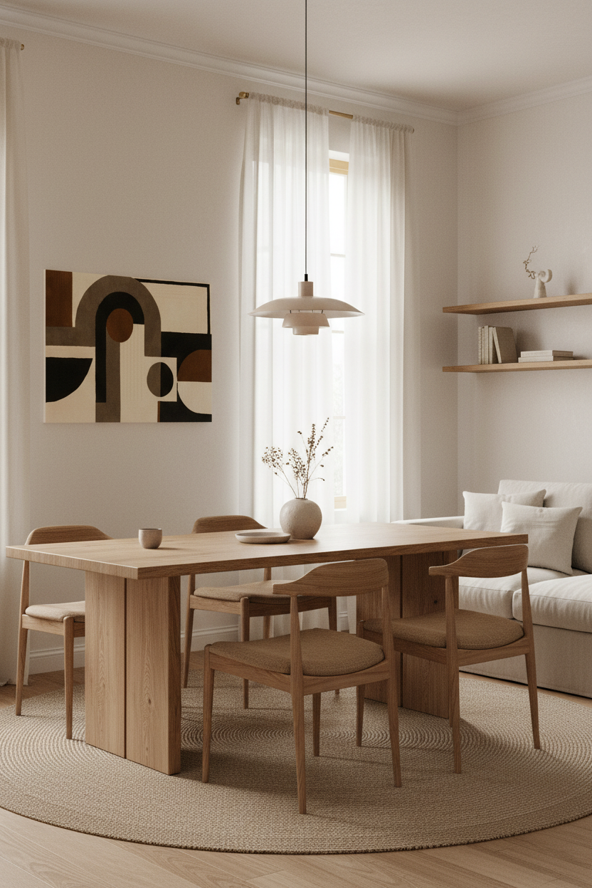 Earth Geometry canvas in dining room