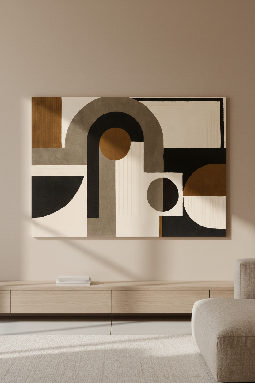 Earth Geometry canvas on beige wall