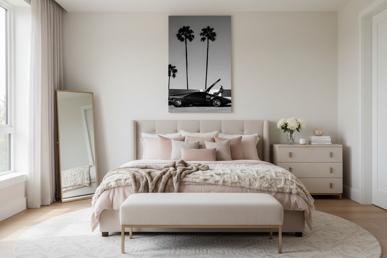Feminine bedroom - frameless canvas