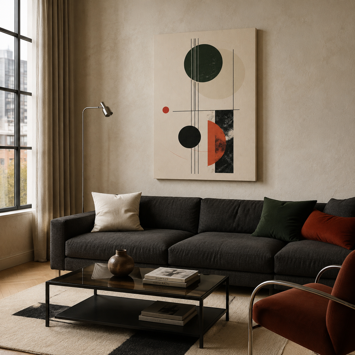 Πίνακας σε καμβά Geometric Composition σε σακλόνι.