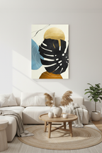 Golden Monstera canvas on white wall