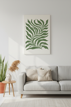 Green Flow canvas on white wall
