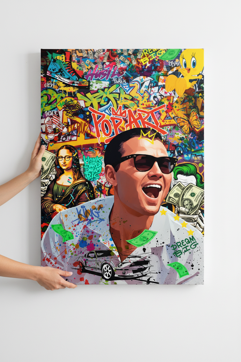 Hands hanging Wolf of Wall Street canvas