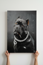 Hands holding Bad Boy canvas