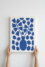 Hands holding Blue Bloom canvas