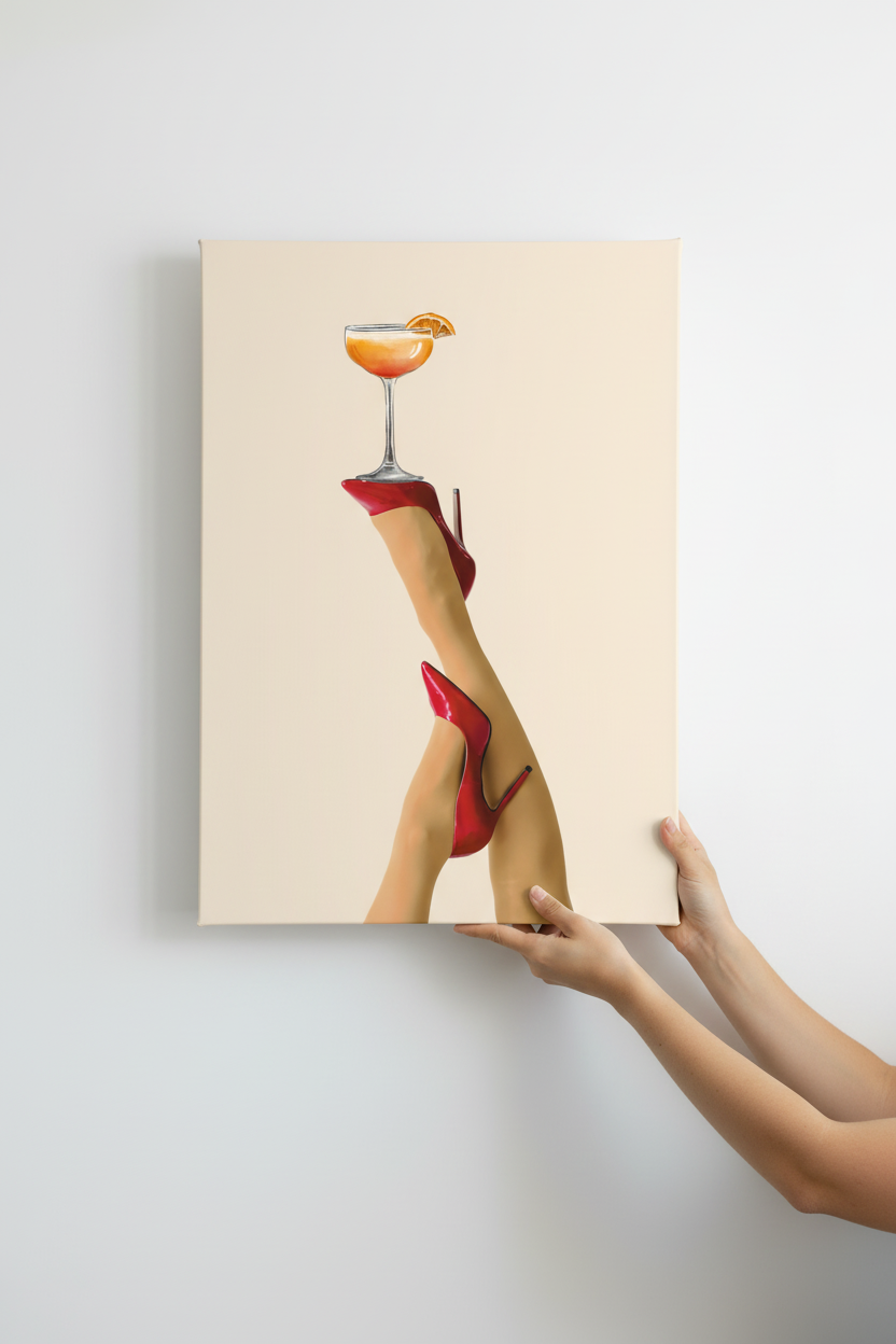 Hands holding Cocktail Heels canvas