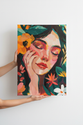 Hands holding Floral Reverie canvas