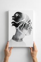 Hands holding Fractured Mind canvas