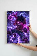 Hands holding frameless Luffy Lightning canvas