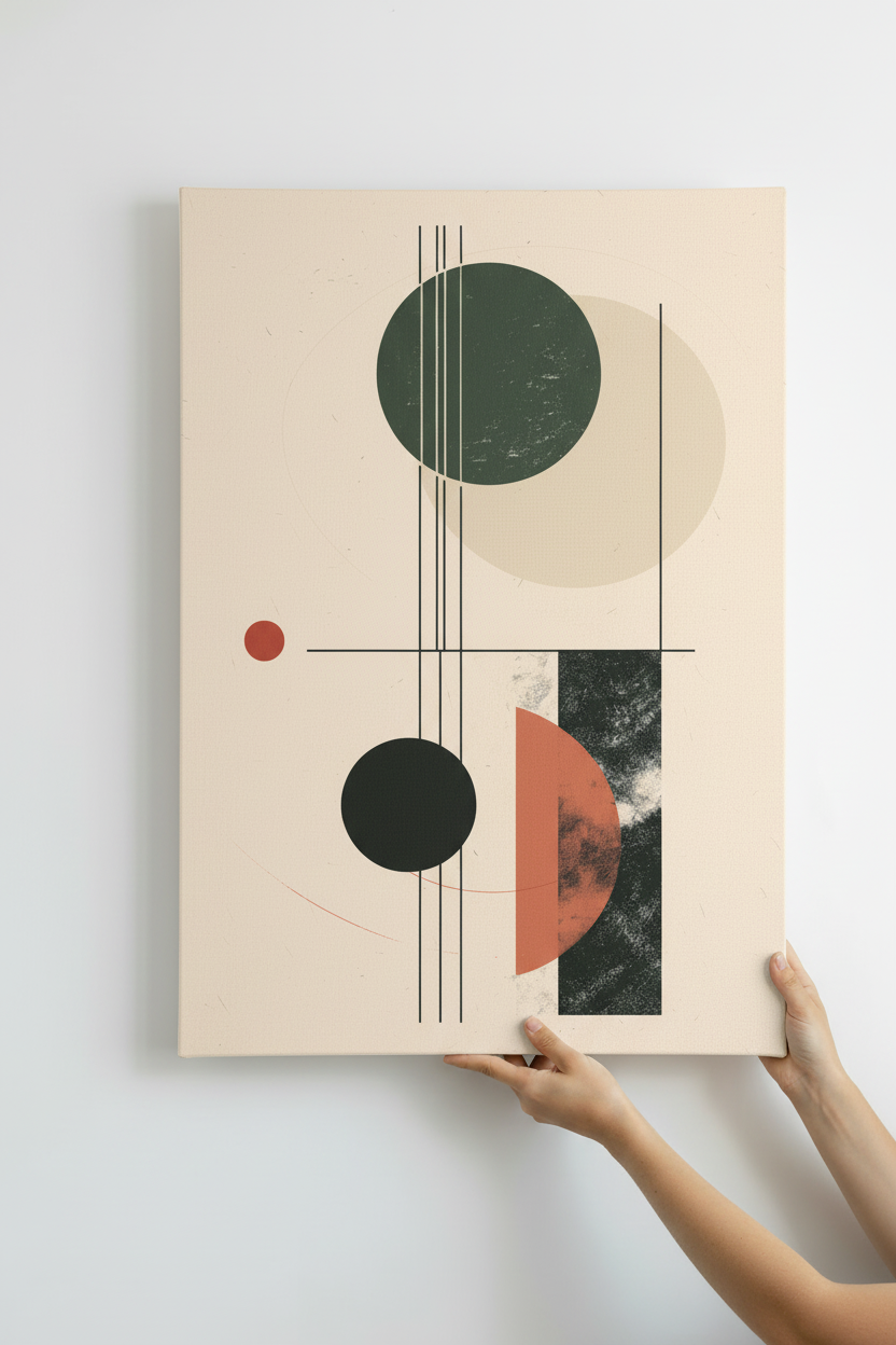 Hands holding Geometric Composition canvas