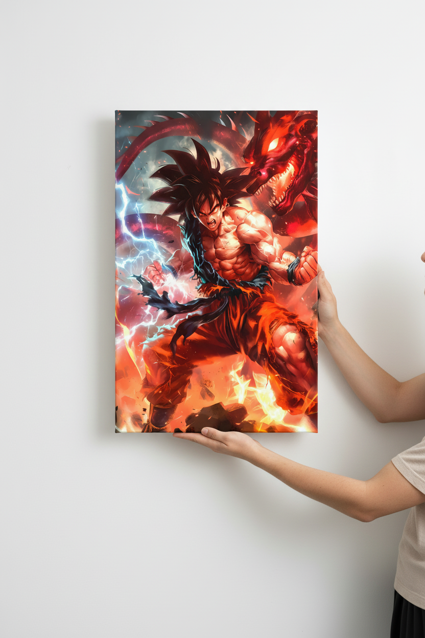 Hands holding Goku canvas