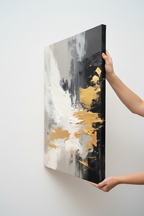 Hands holding Gold Rush canvas