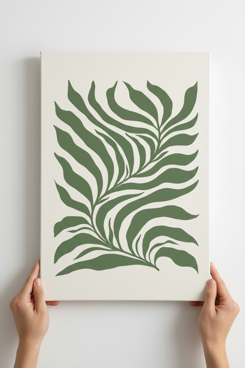 Hands holding Green Flow canvas