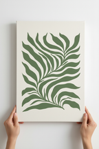 Hands holding Green Flow canvas