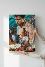 Hands holding Muhammad Ali canvas large
