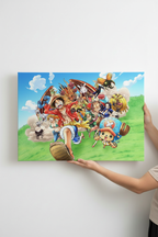 Hands holding One Piece Crew canvas