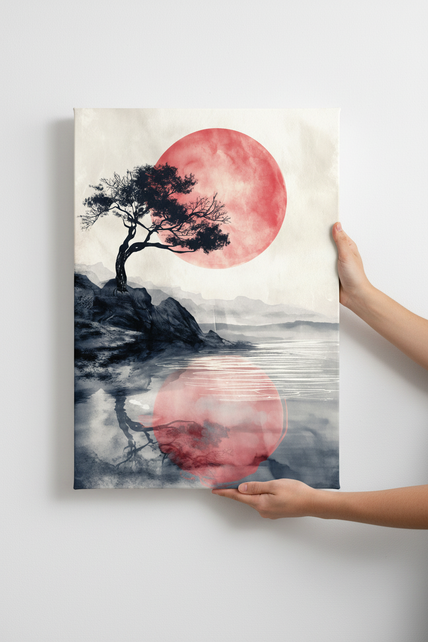 Hands holding Red Moon Bonsai - bottom and right
