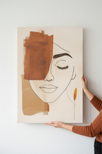 Hands holding Serene Face canvas