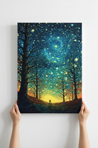Hands holding Starry Walk canvas