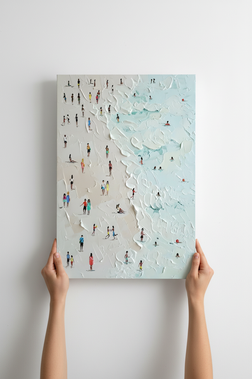 Hands holding Summer Crowd canvas