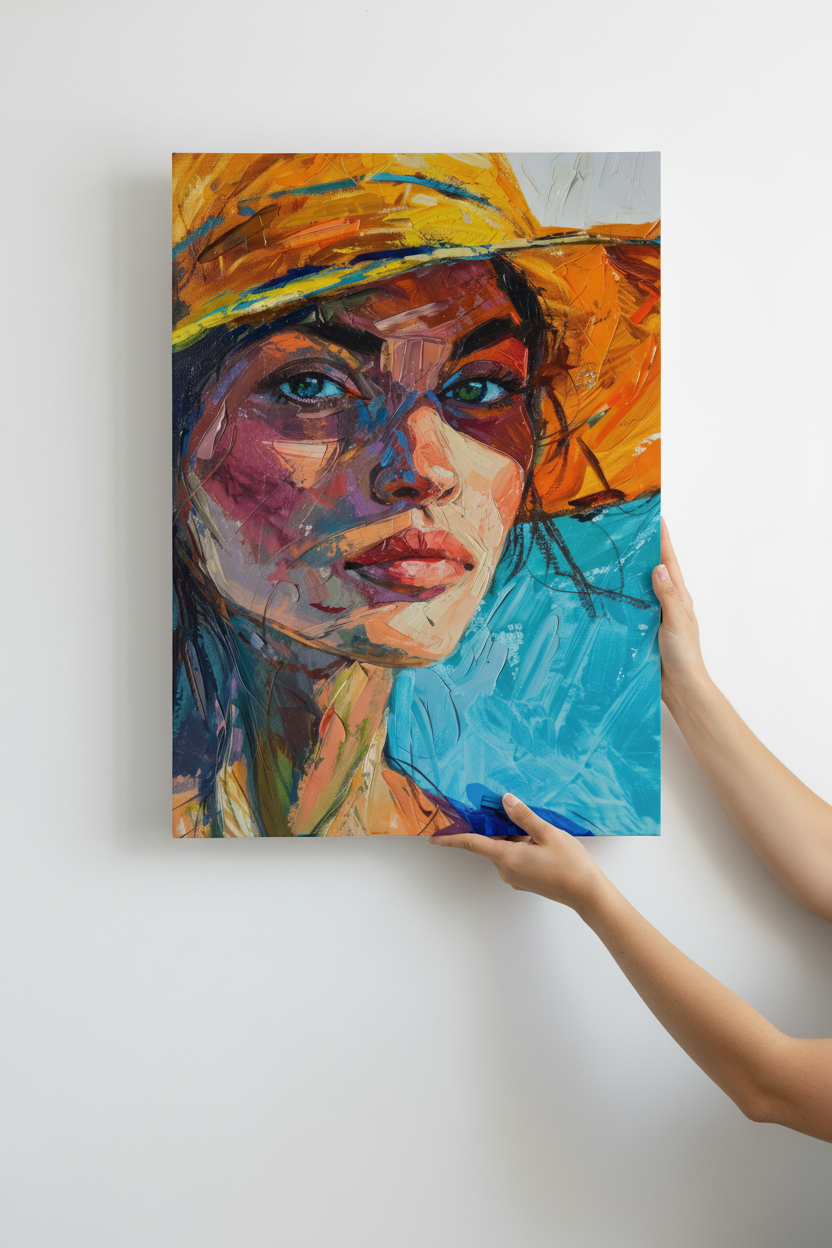 Hands holding Summer Portrait canvas
