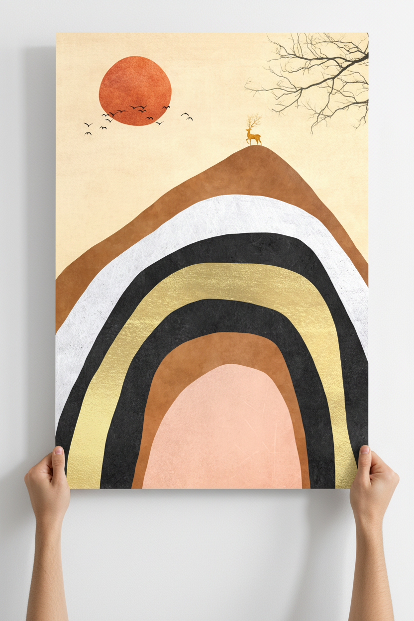 Hands holding The Summit canvas