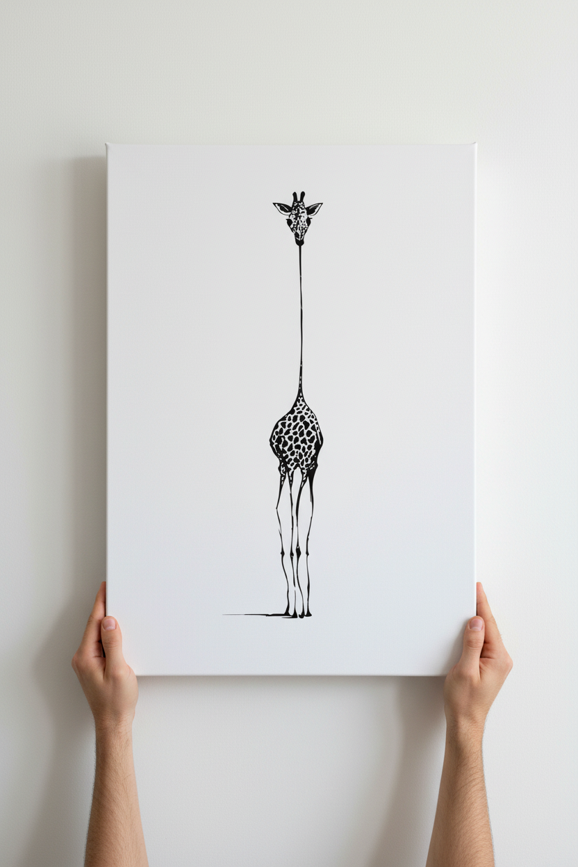 Hands holding The Tall One canvas