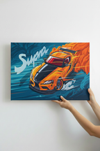 Hands holding Toyota Supra canvas