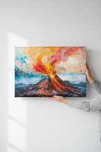 Hands holding Volcanic Burst canvas - bottom and right