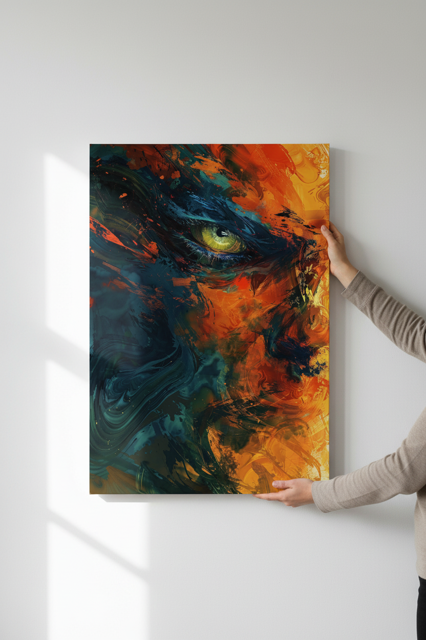 Hands holding Wild Eye canvas