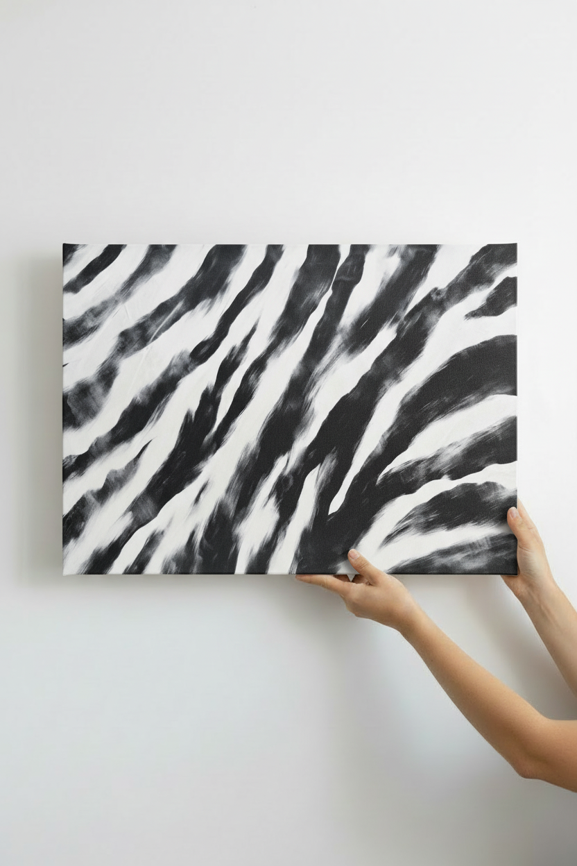 Hands holding Zebra Stripes canvas