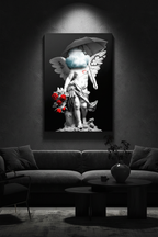 Heaven Lending canvas on dark wall
