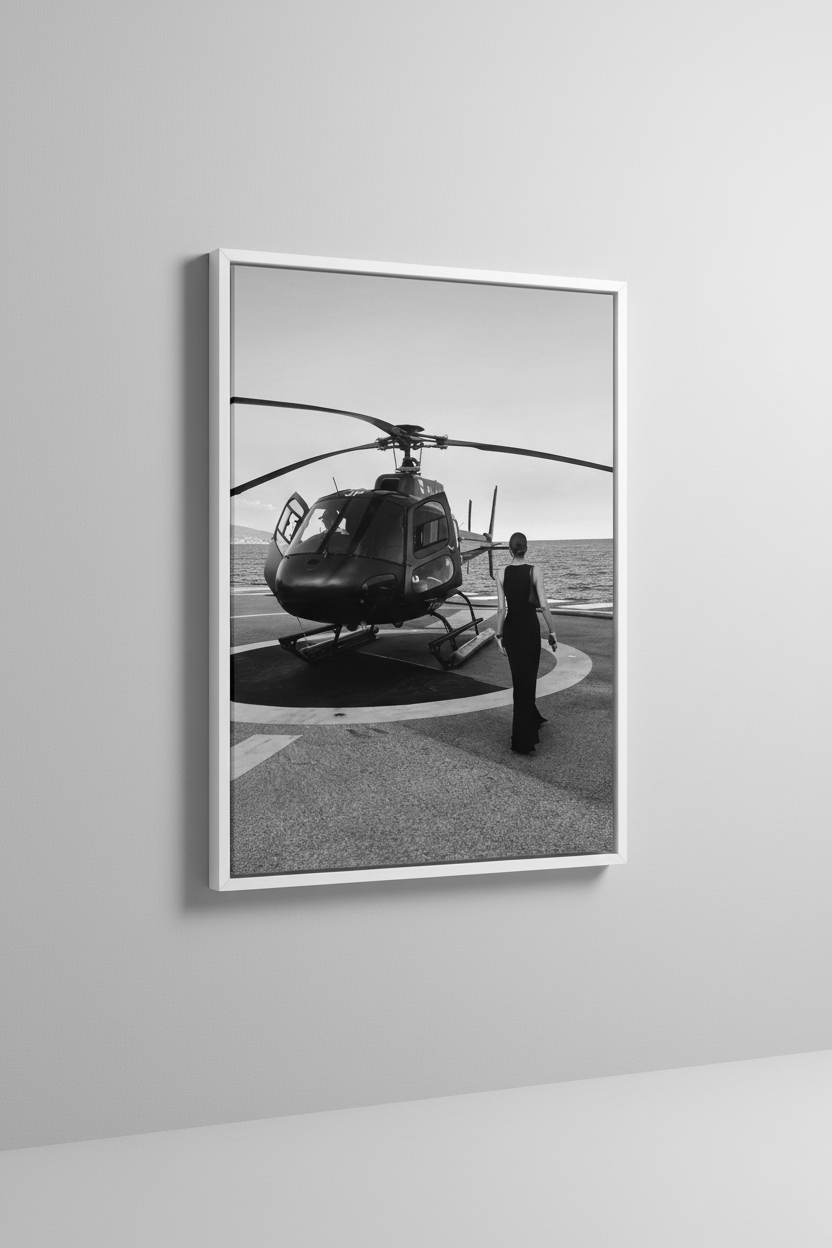 Helicopter Luxury Canvas με Λευκή Κορνίζα