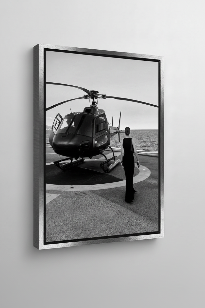 Helicopter Luxury Canvas με Ασημί Κορνίζα