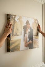 Horizontal Couple Canvas Being Hung