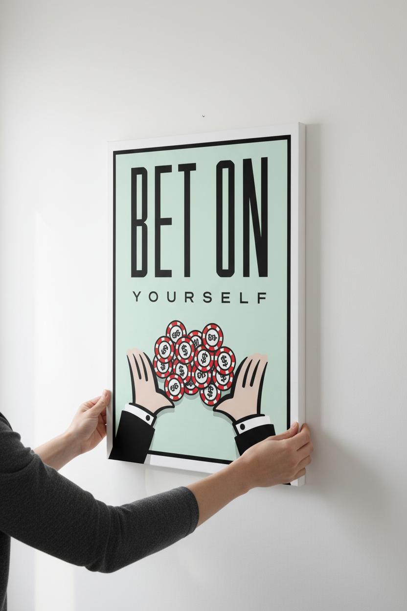 Close-up τοποθέτηση Bet On Yourself καμβά