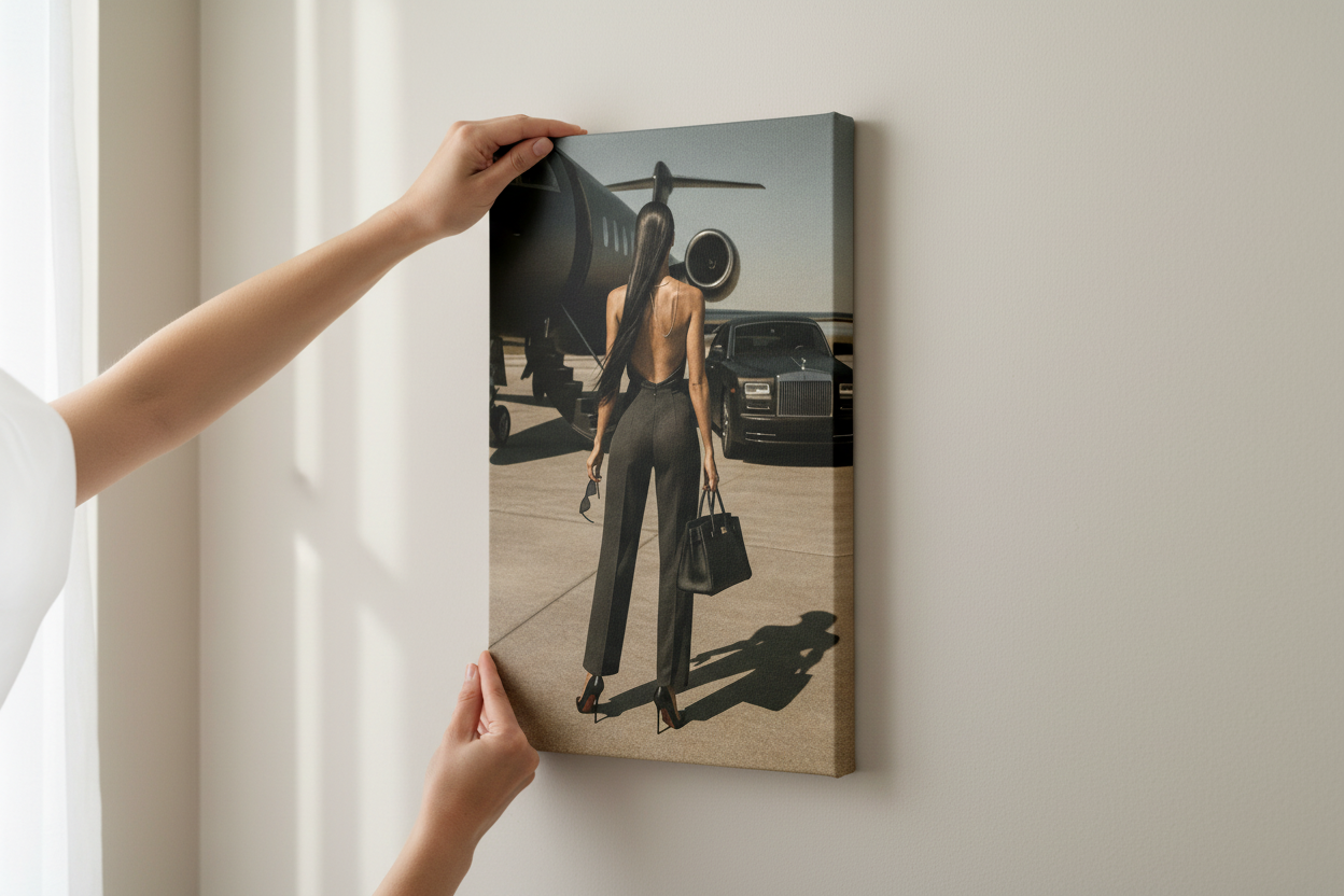 Realistic hands hanging Luxury Lifestyle frameless canvas