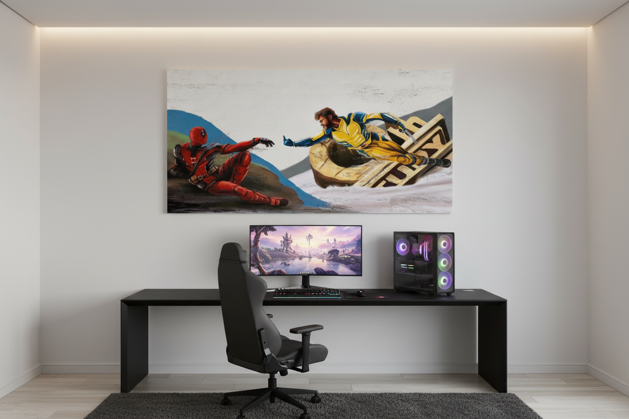 Deadpool x Wolverine καμβάς σε gaming room