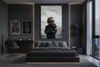 Lewis Hamilton Racing Legend frameless canvas in F1 fan room