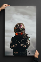 Realistic hands hanging Lewis Hamilton Racing Legend frameless canvas