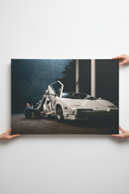 Close-up τοποθέτηση Wolf of Wall Street Lamborghini καμβά
