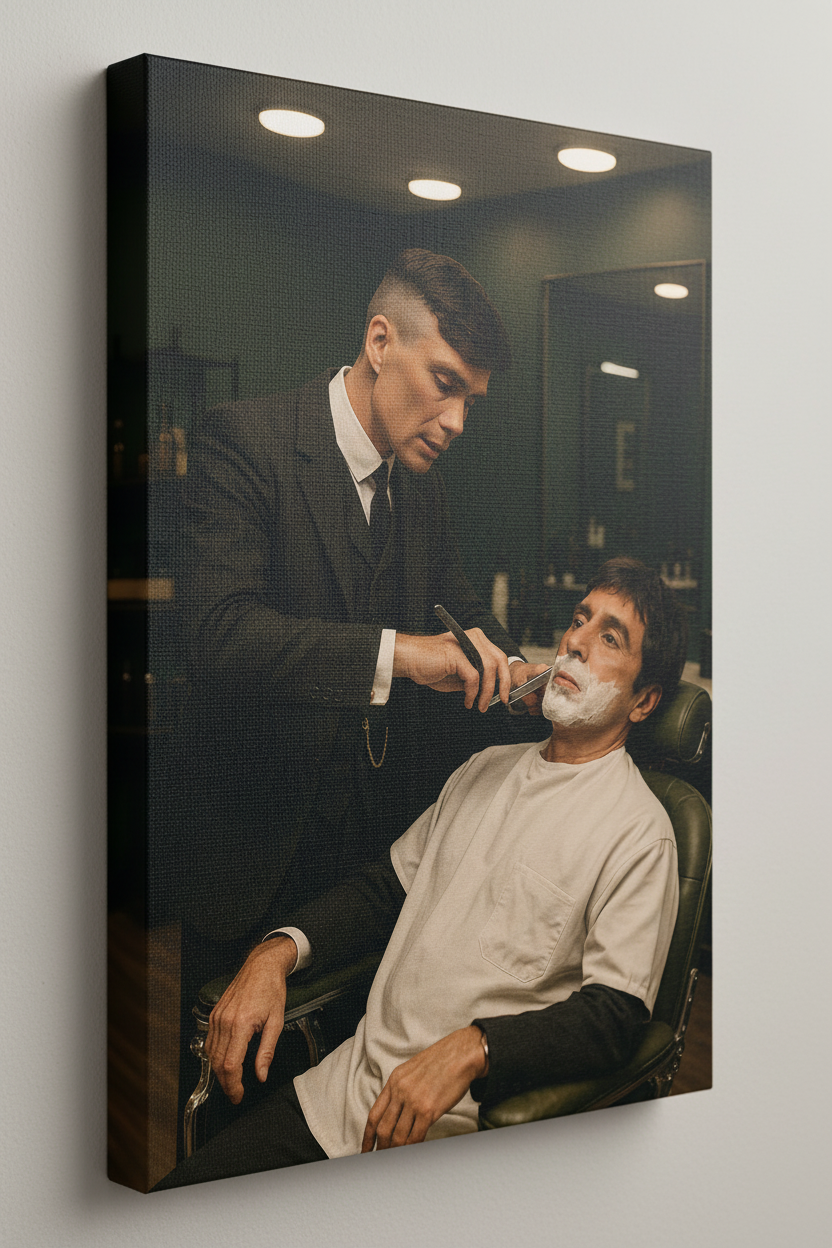 Barber Showdown frameless canvas close-up