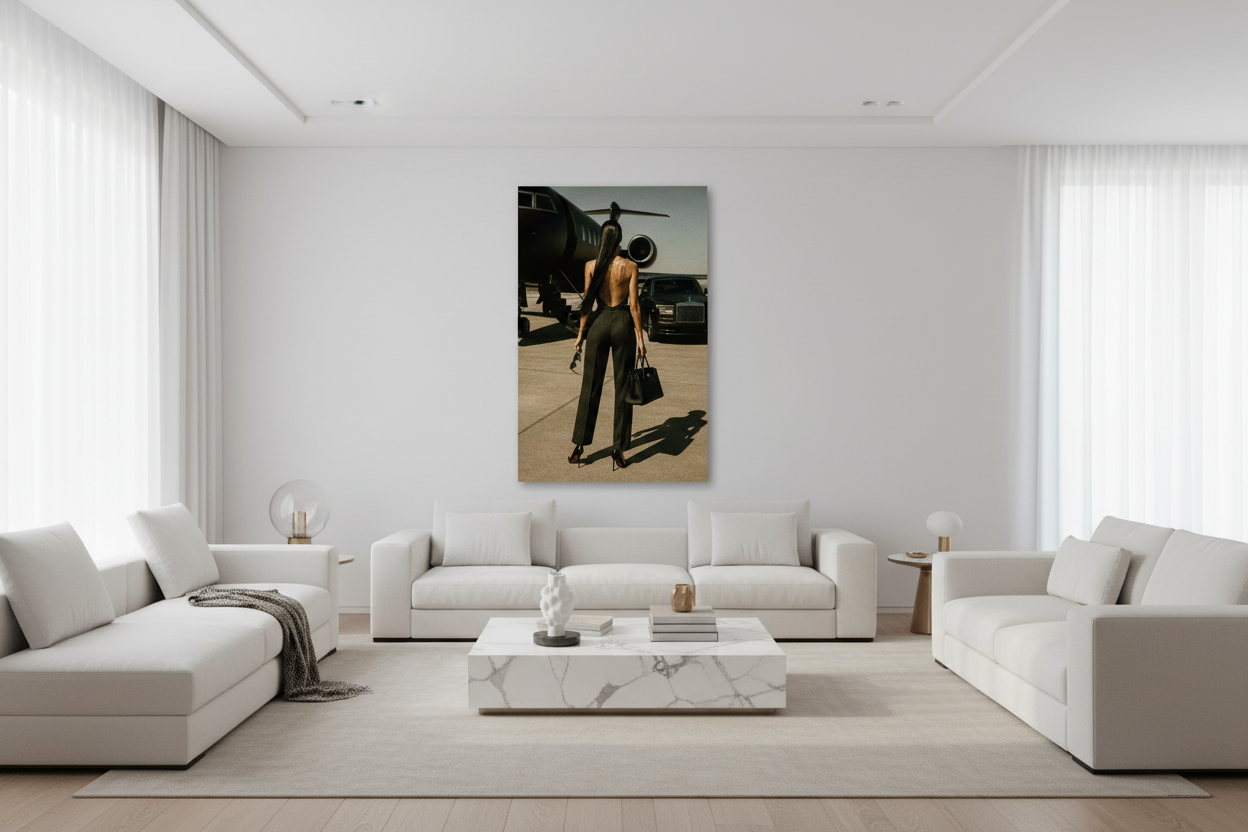 Luxury Lifestyle frameless canvas in minimal luxury living room
