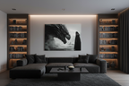 Jon Snow and Dragon σε dark cozy living room