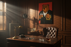 Bear Boss canvas in luxury mafia office setting