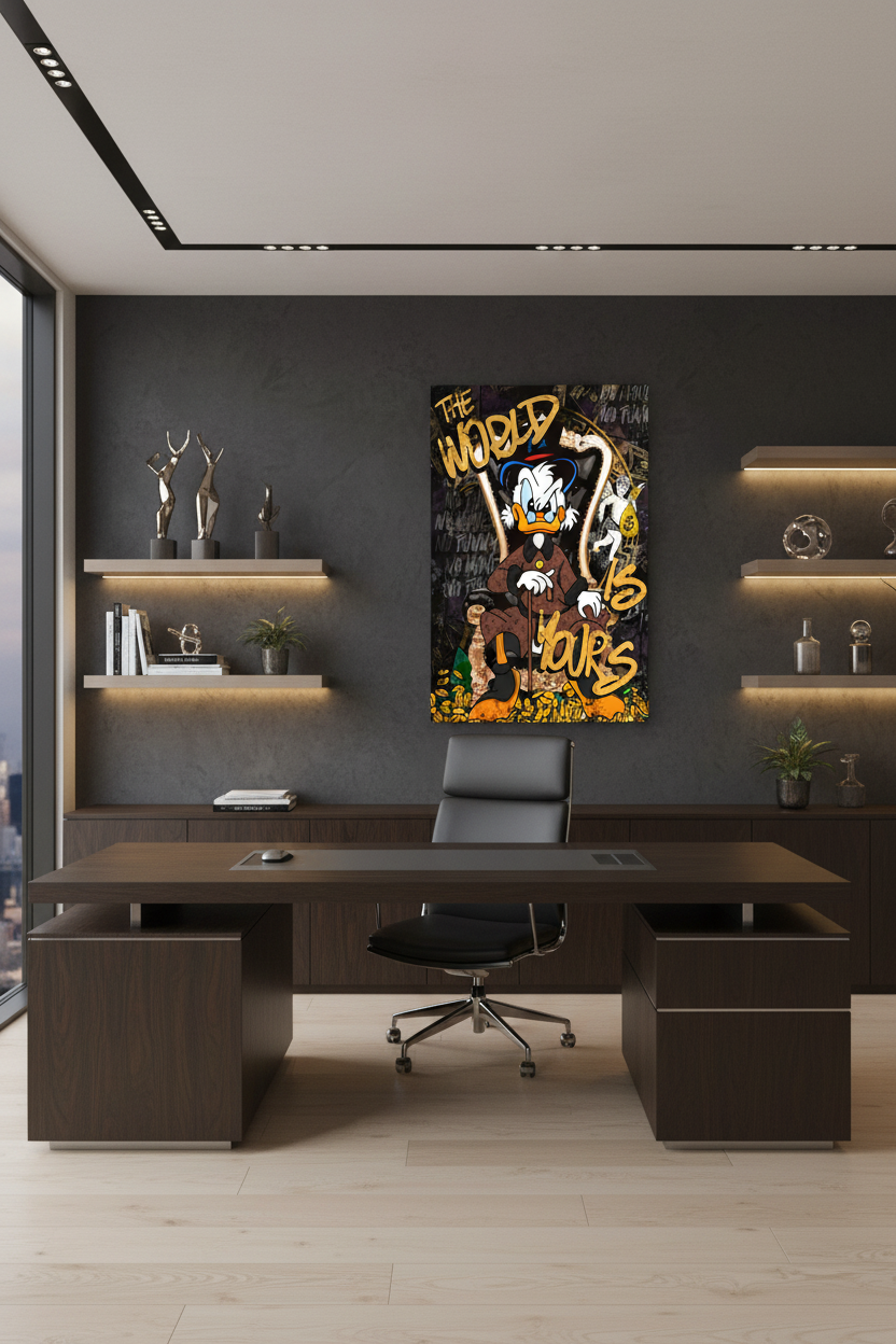 The World Is Yours Duck Edition canvas in professional office setting