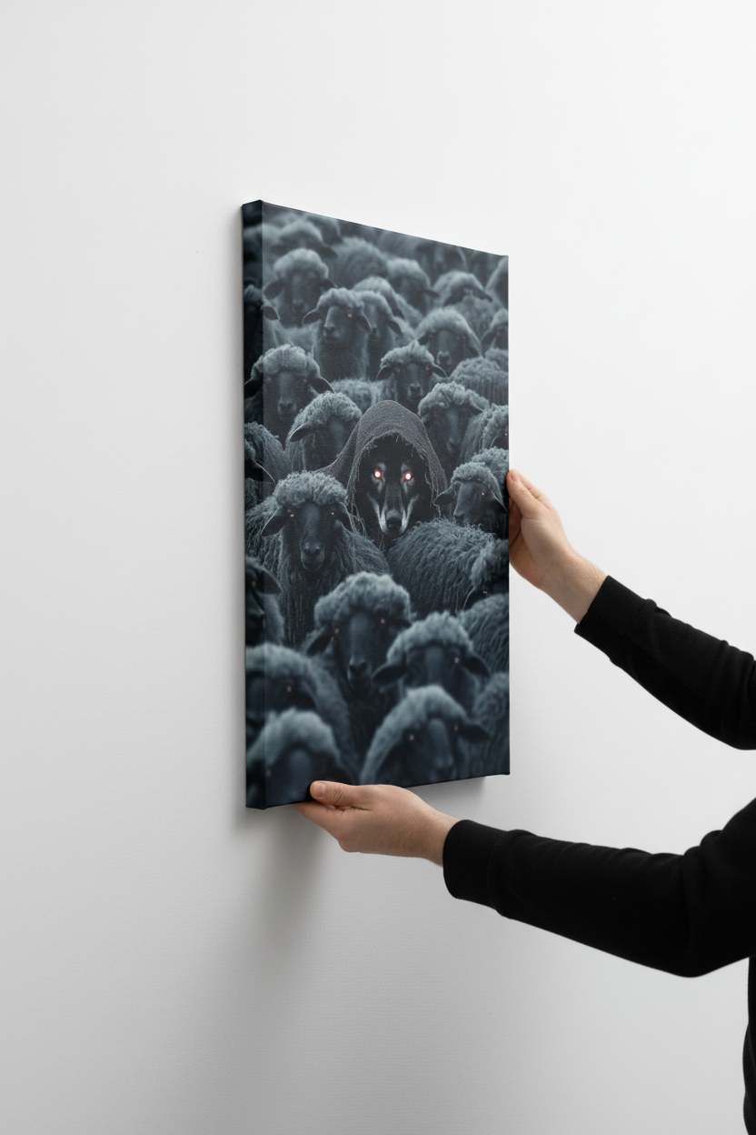 Wolf Among Sheep close-up πλάγια γωνία