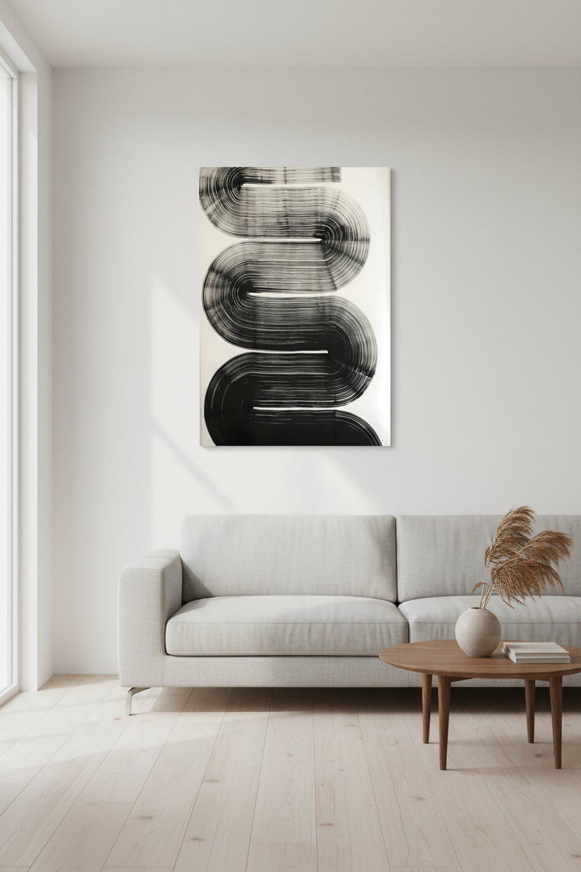 Infinite Wave frameless canvas on white wall