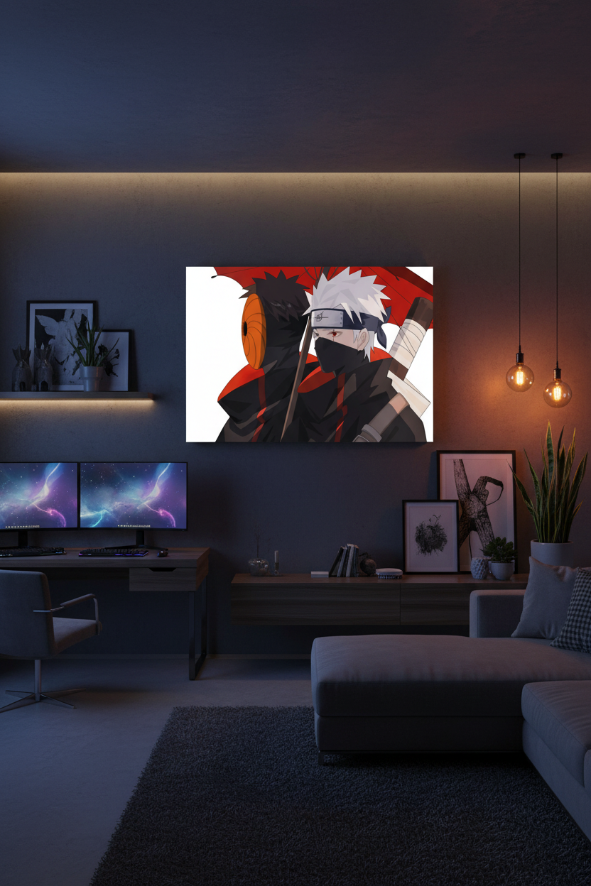 Kakashi & Obito canvas in gaming room