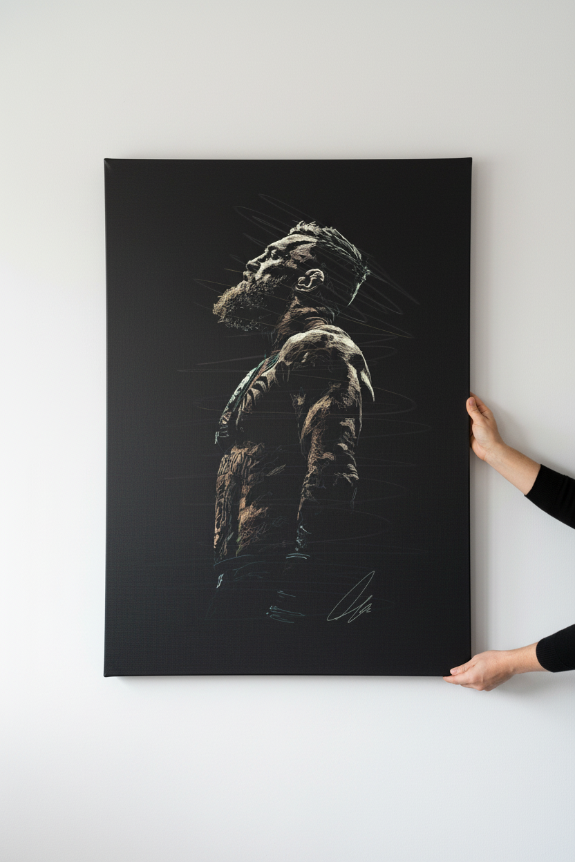 Large canvas on white wall
